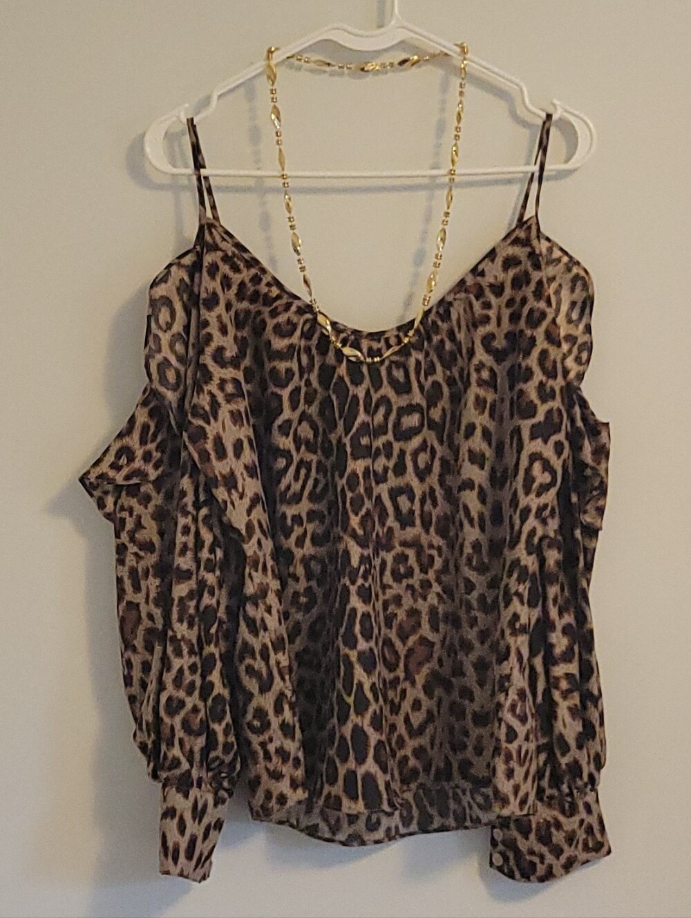Parker Leopard Print Cold-Shoulder Cami Top - Brown and Black